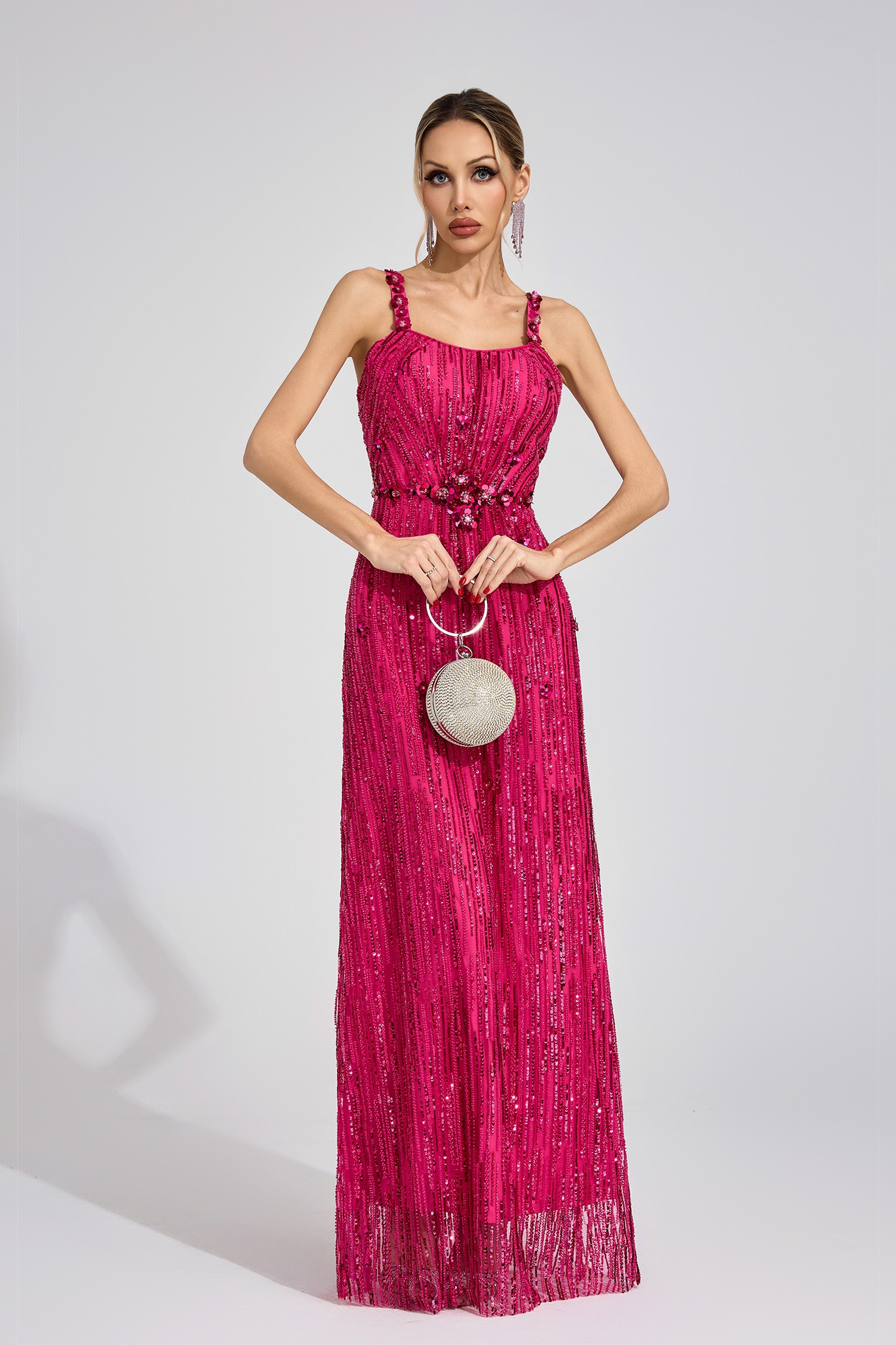 Chest Pink Sequin Maxi Dress