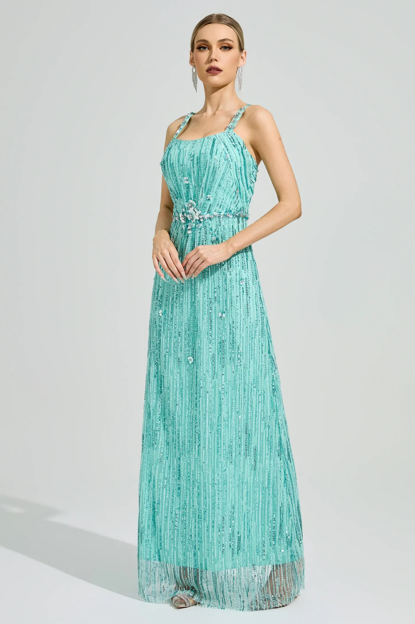 Chest Green Sequin Maxi Dress