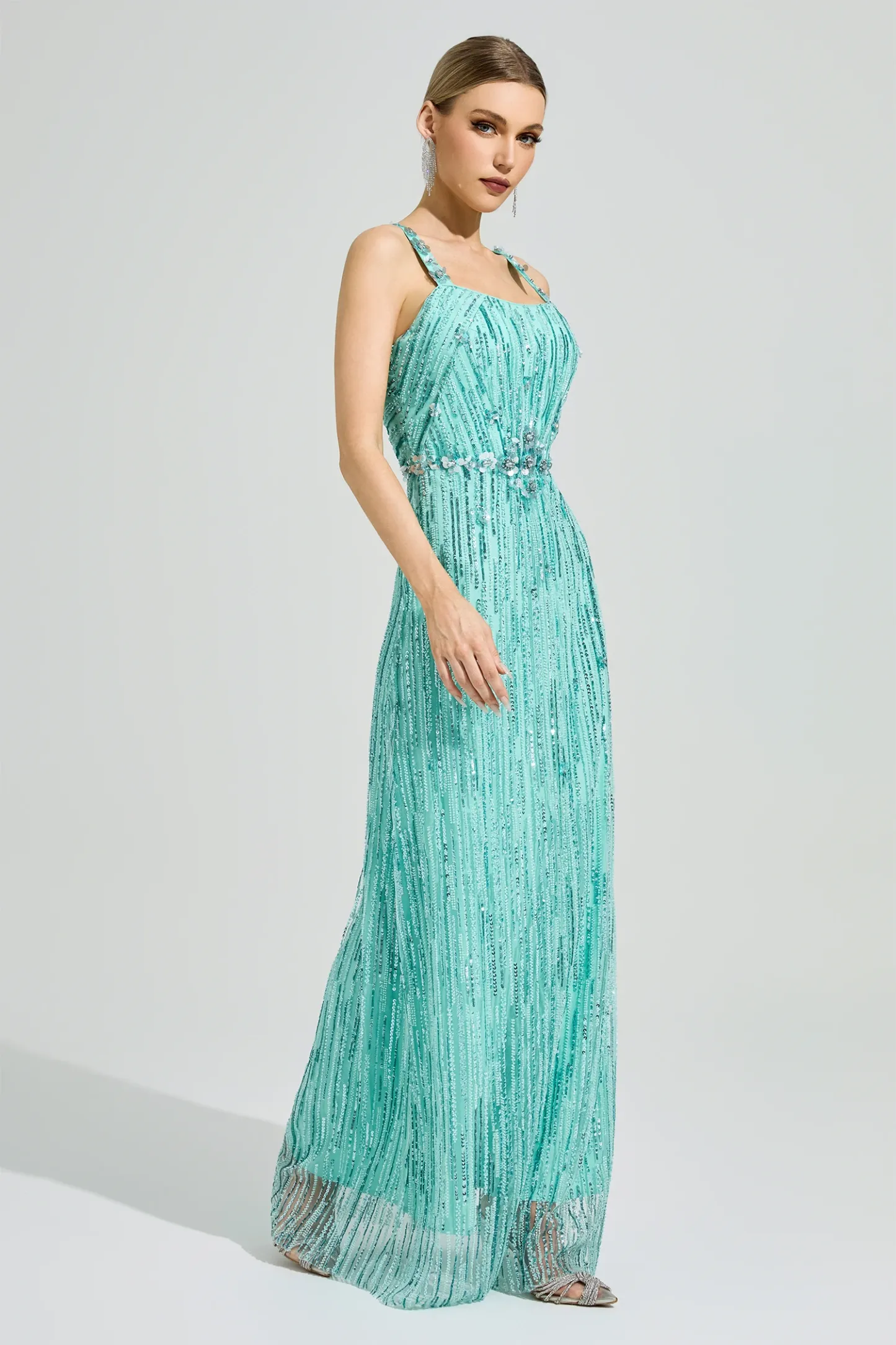 Chest Green Sequin Maxi Dress