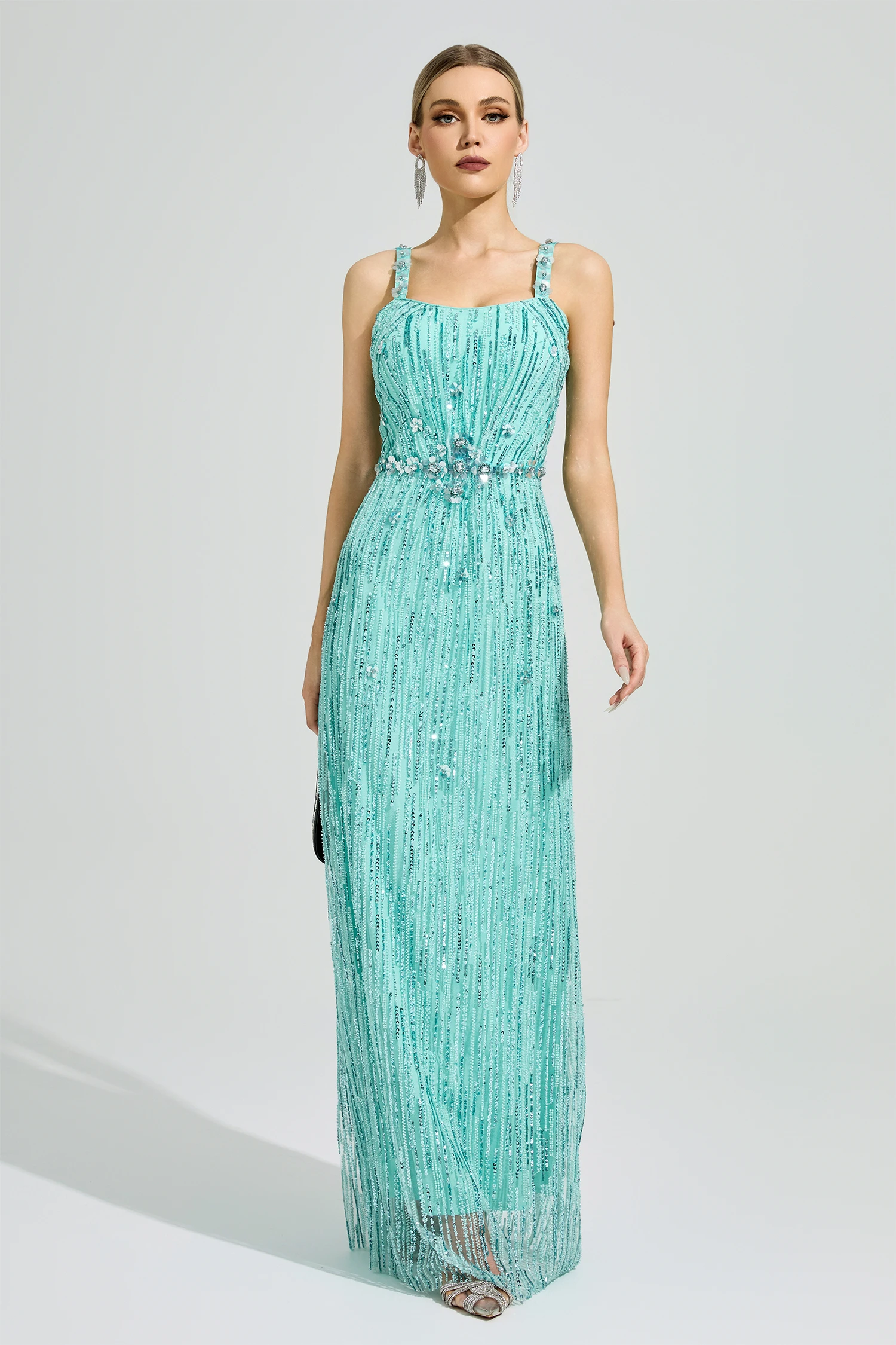 Chest Green Sequin Maxi Dress