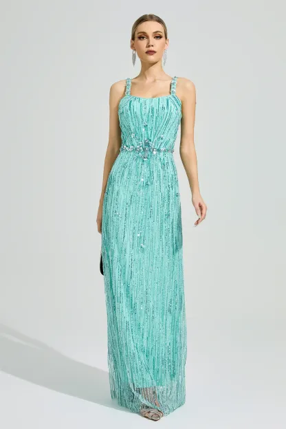 Chest Green Sequin Maxi Dress