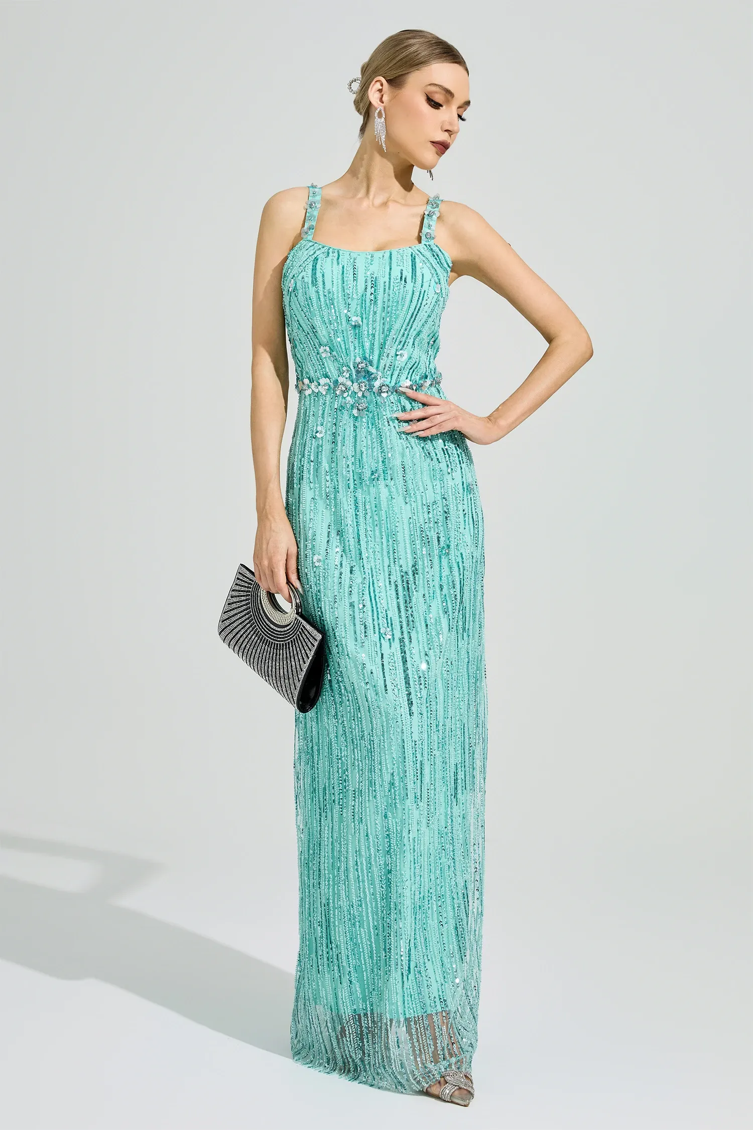 Chest Green Sequin Maxi Dress