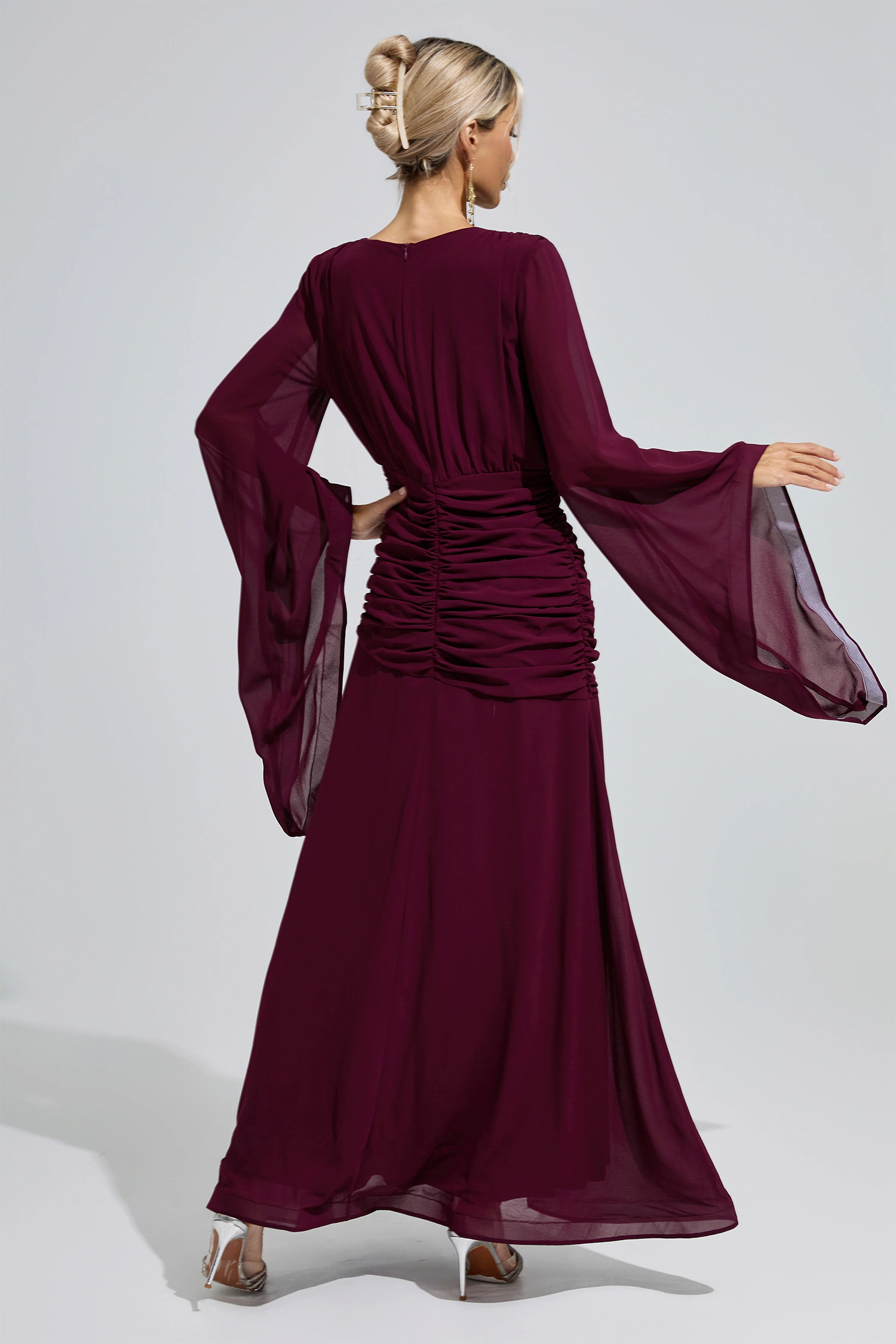 Marina Purple Ruched Wrap Maxi Dress