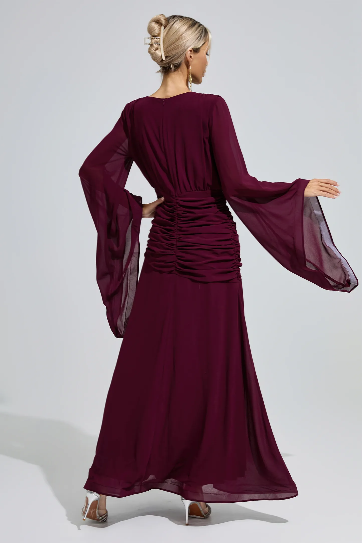 Marina Purple Ruched Wrap Maxi Dress