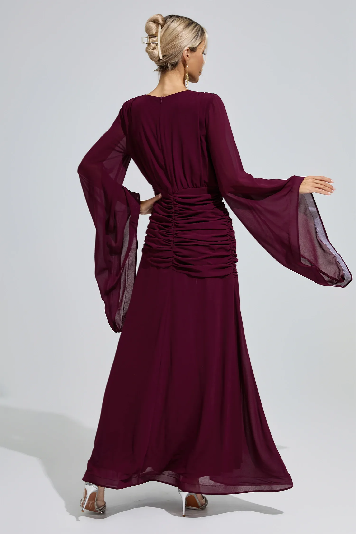 Marina Purple Ruched Wrap Maxi Dress
