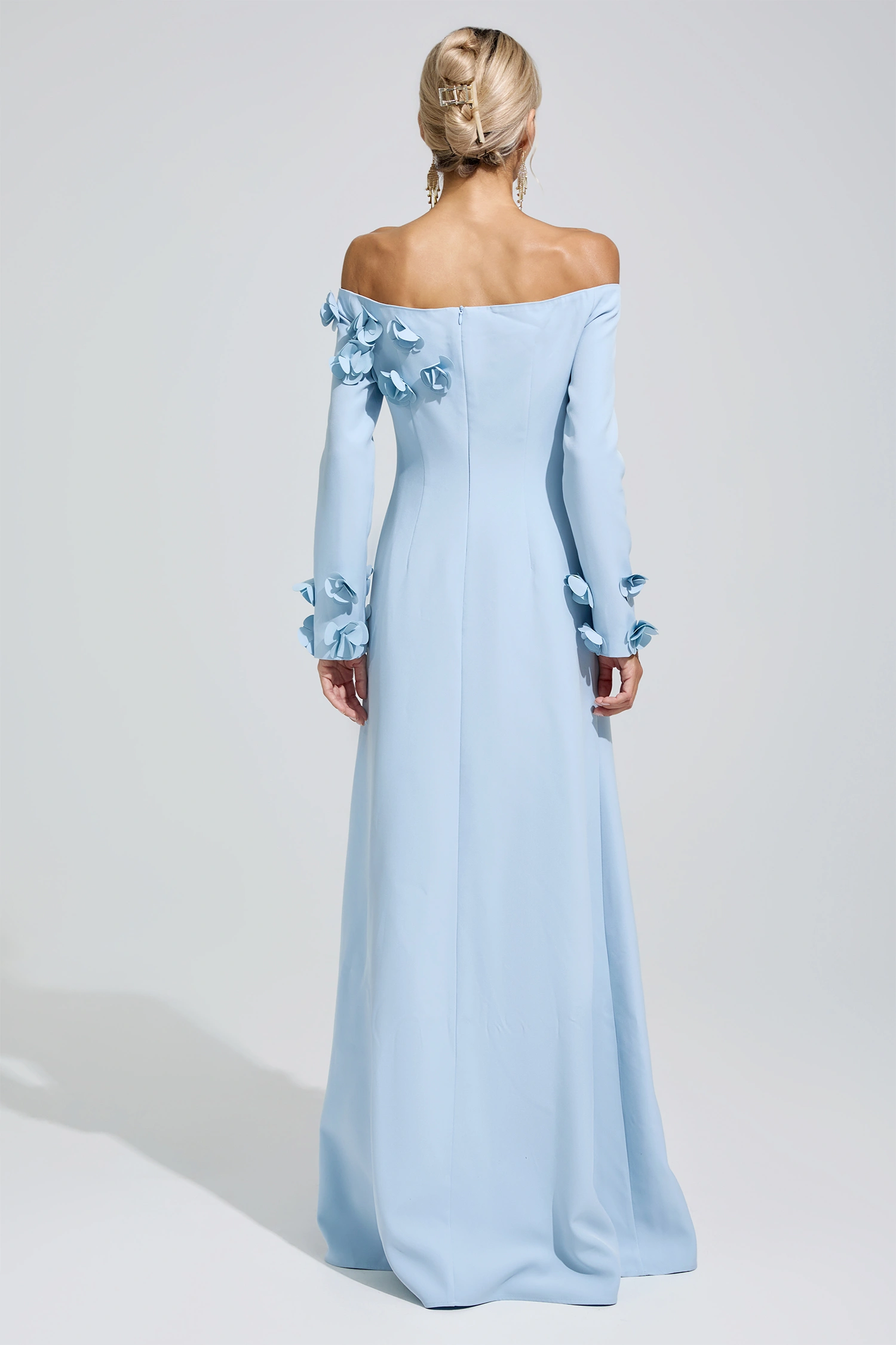 Harriet Blue Flower One Shoulder Dress