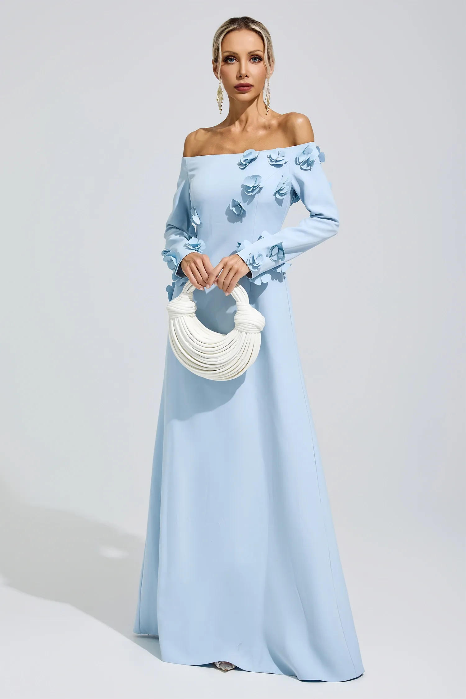 Harriet Blue Flower One Shoulder Dress
