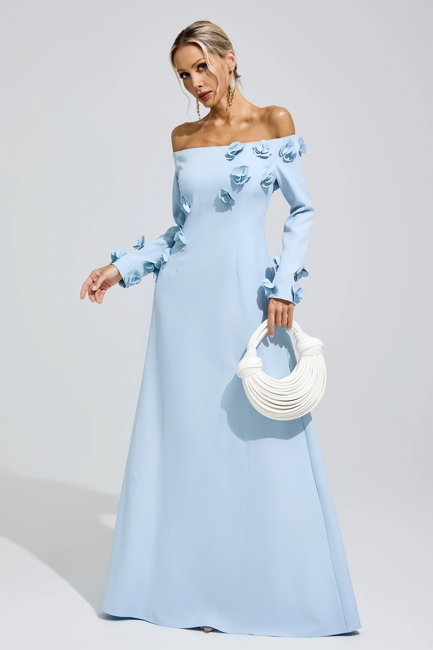 Harriet Blue Flower One Shoulder Dress