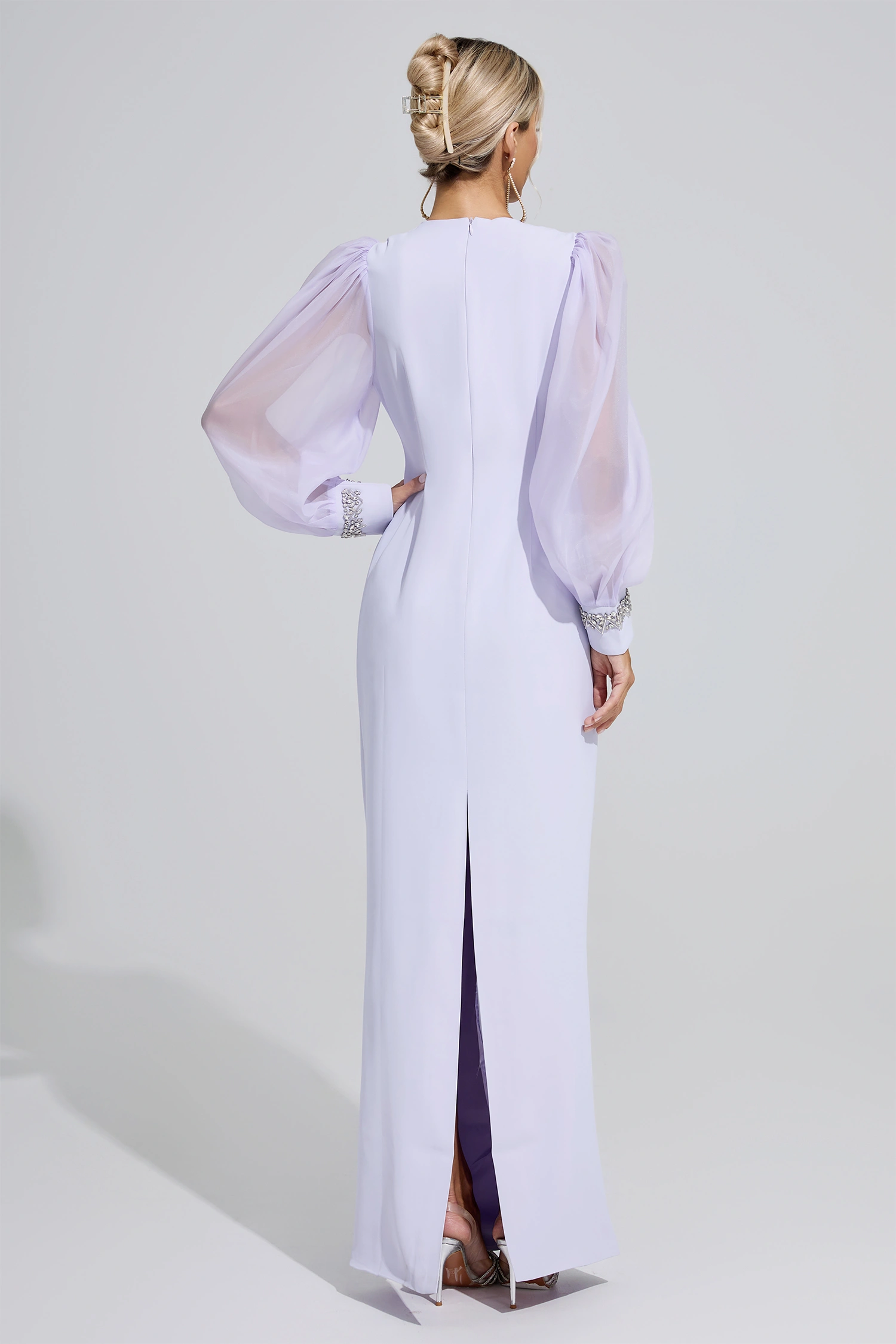 Elizabeth Purple Balloon Sleeve Maxi Dress