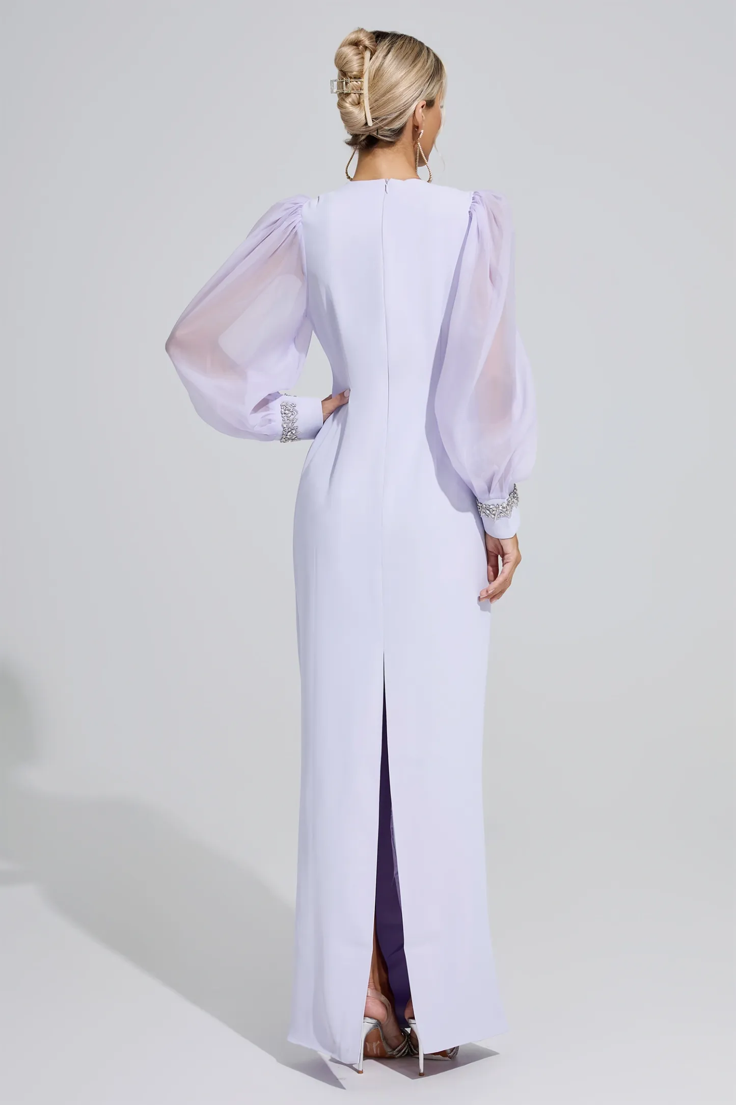 Elizabeth Purple Balloon Sleeve Maxi Dress