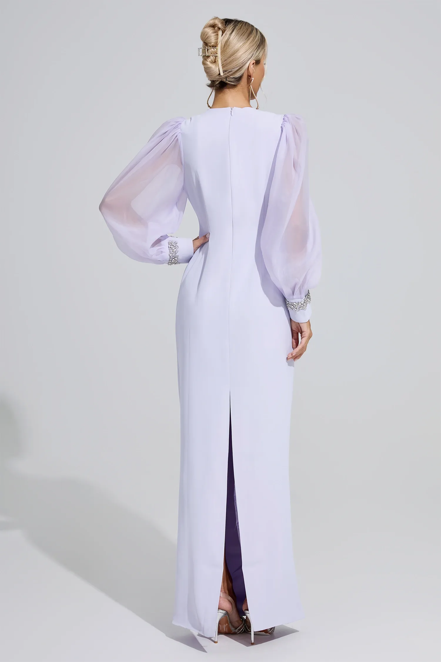Elizabeth Purple Balloon Sleeve Maxi Dress