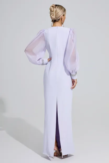 Elizabeth Purple Balloon Sleeve Maxi Dress