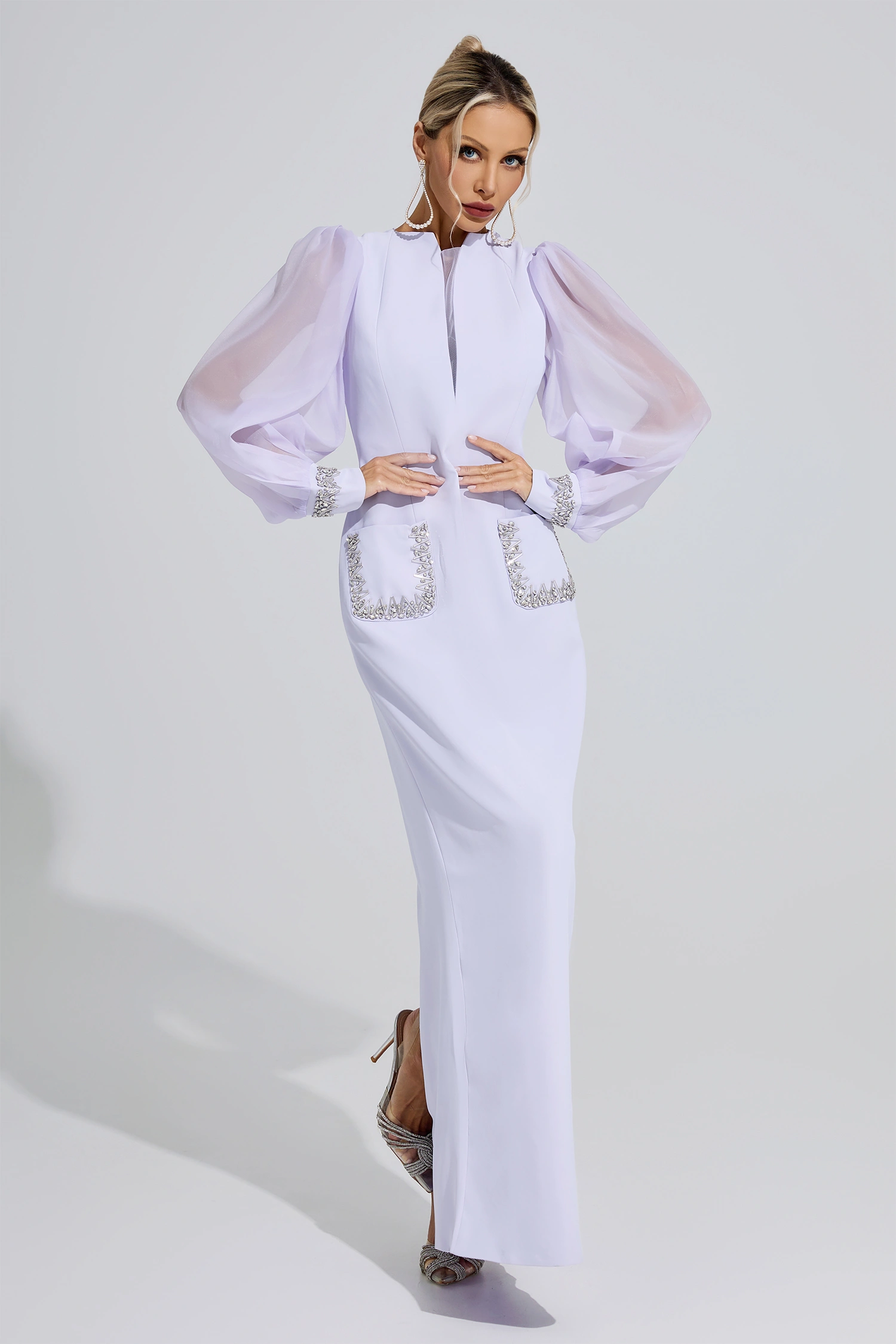 Elizabeth Purple Balloon Sleeve Maxi Dress