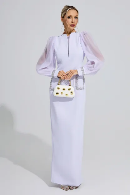 Elizabeth Purple Balloon Sleeve Maxi Dress