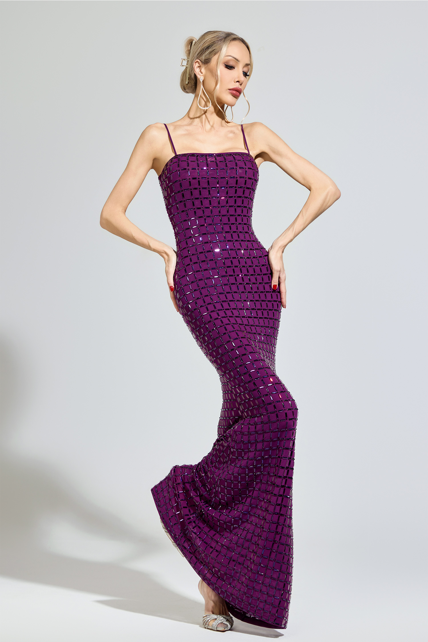Lovelace Purple Diamond Bodycon Dress