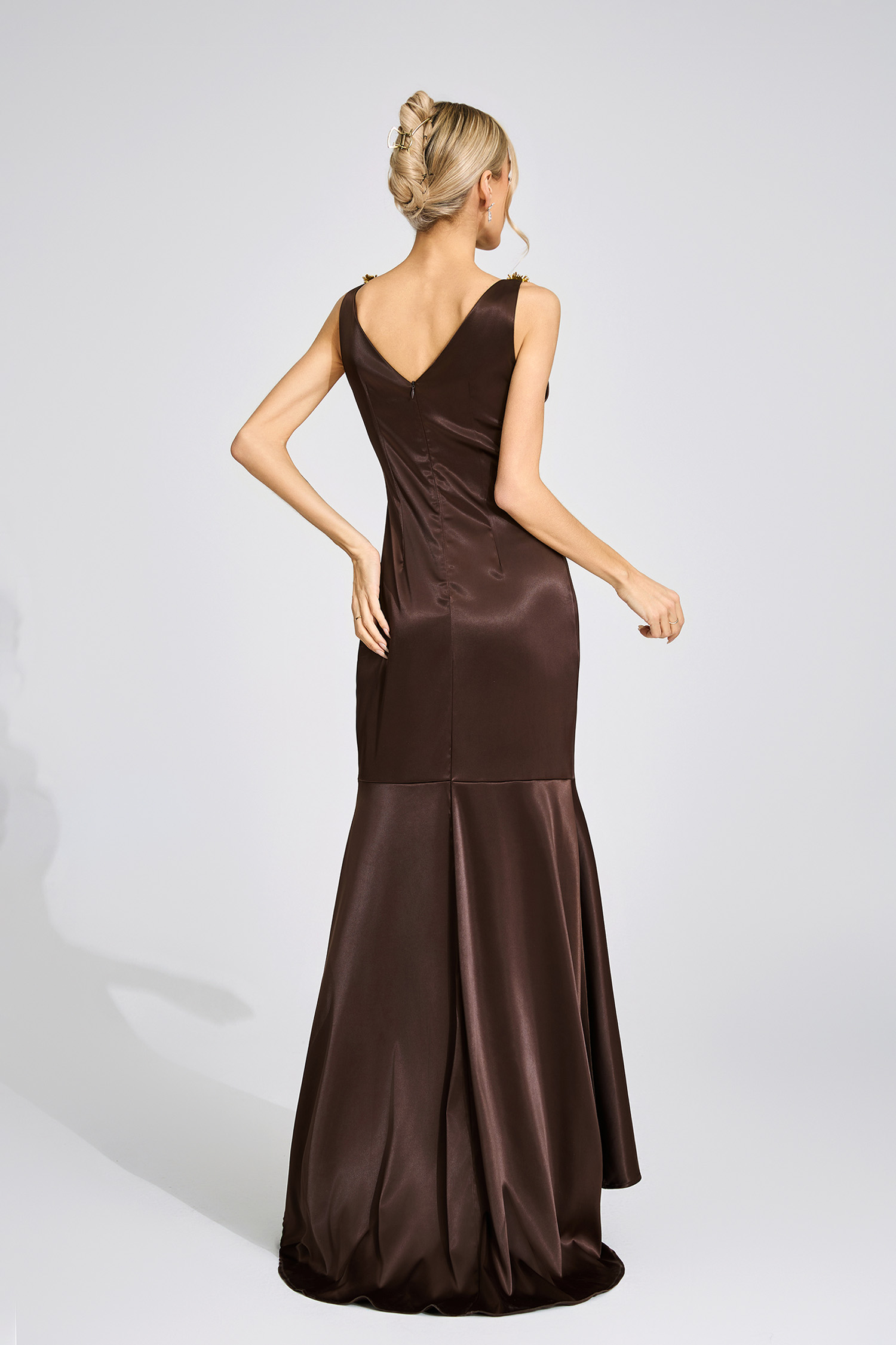 Faye Brown High-Low Maxi Dress