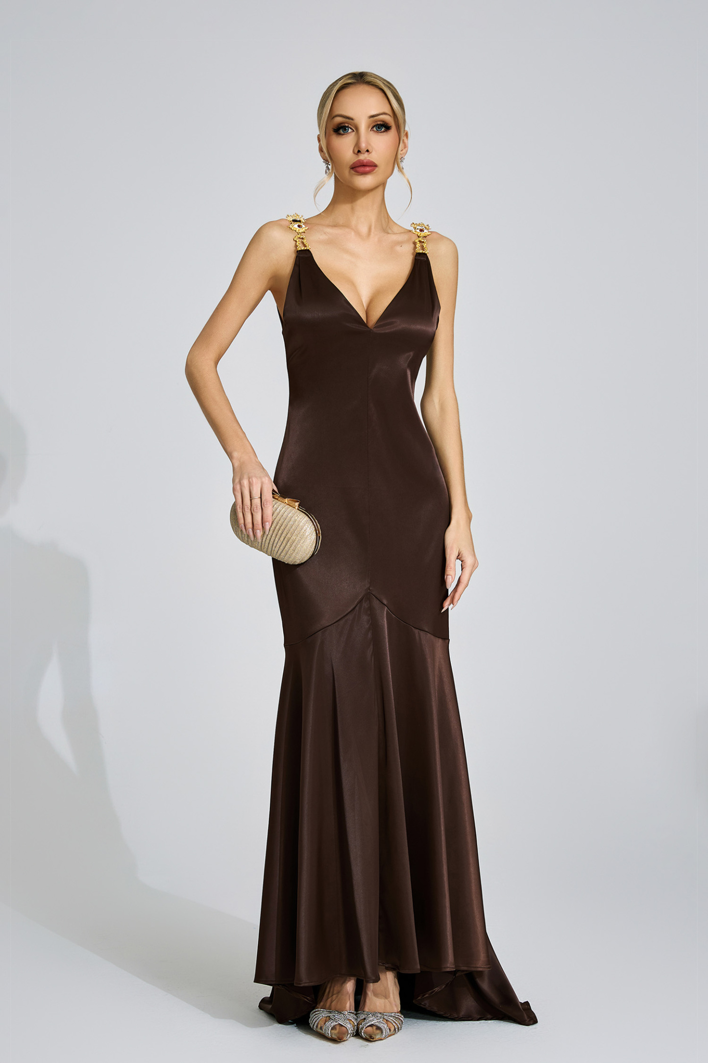 Faye Brown High-Low Maxi Dress
