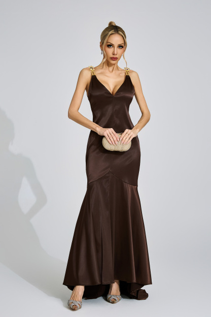 Faye Brown High-Low Maxi Dress