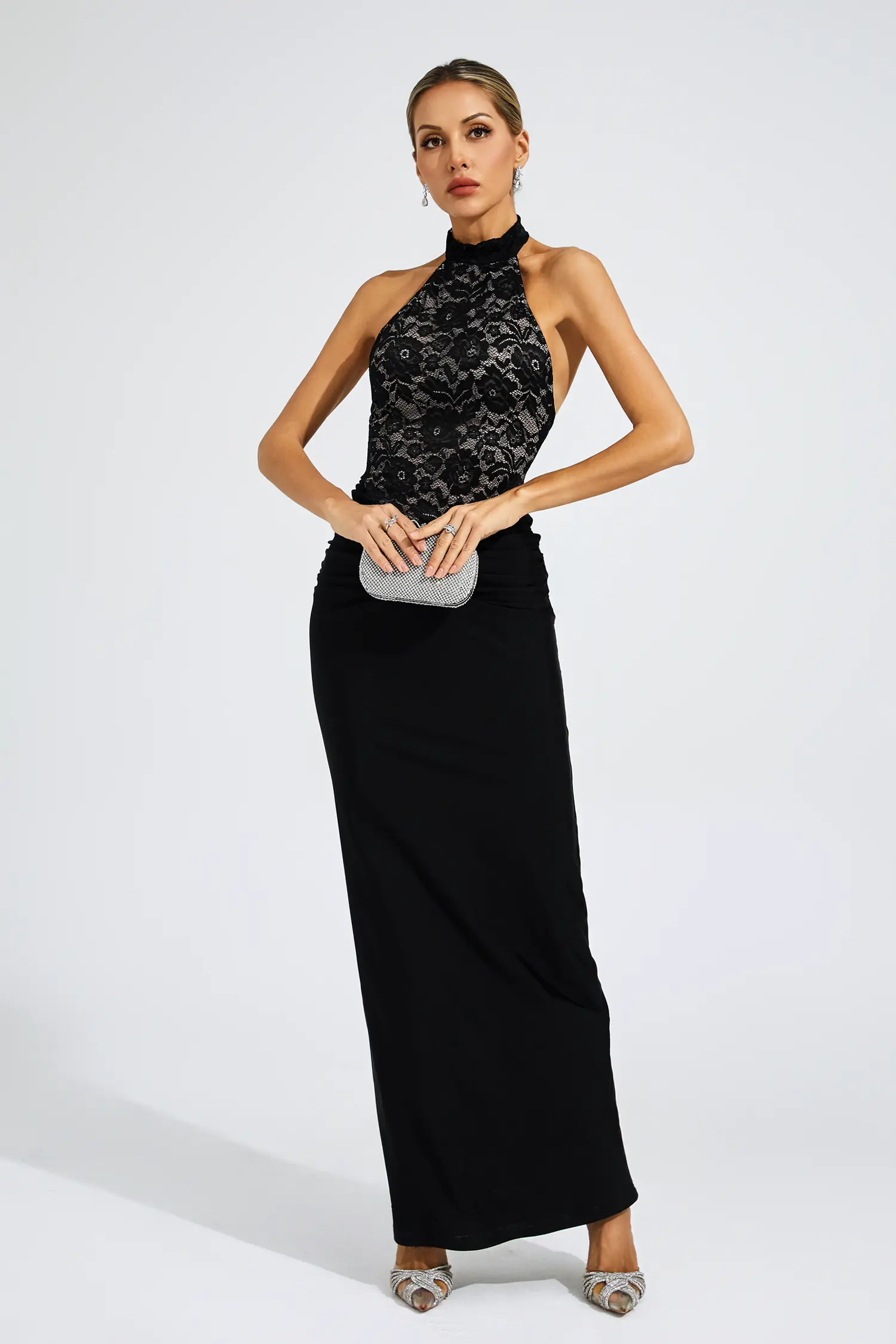 Raman Black Lace Off Shoulder Dress