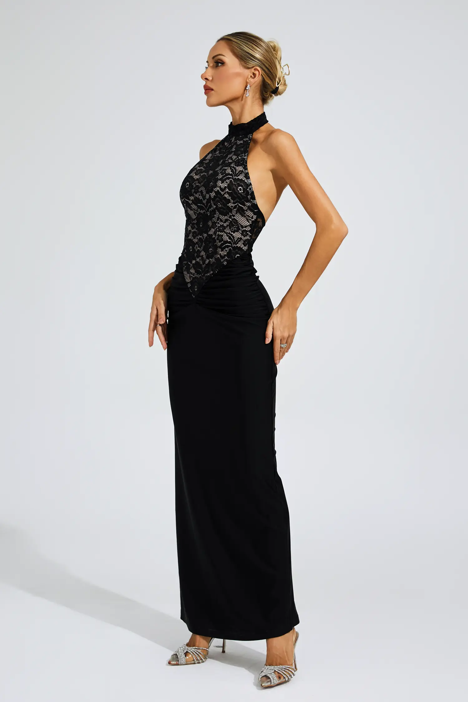Raman Black Lace Off Shoulder Dress