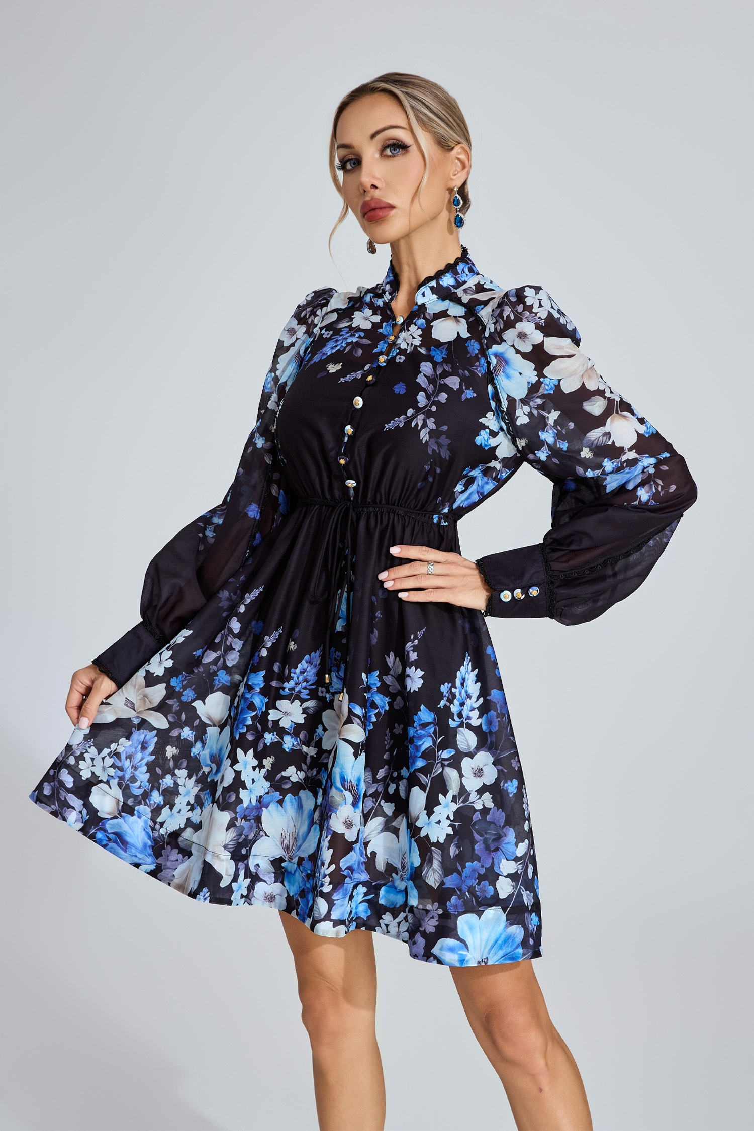 Beverly Black Floral Mini Dress