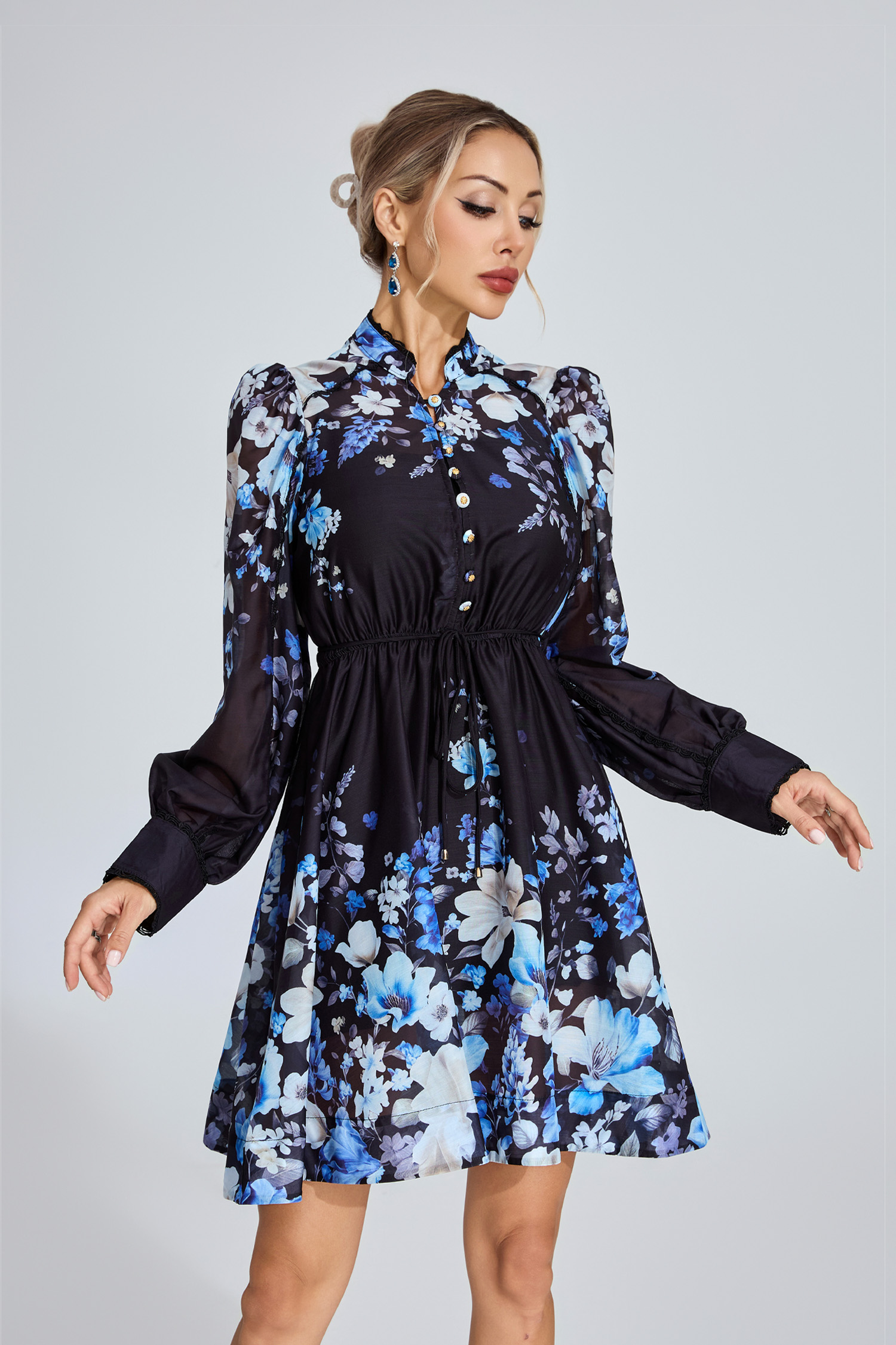 Beverly Black Floral Mini Dress