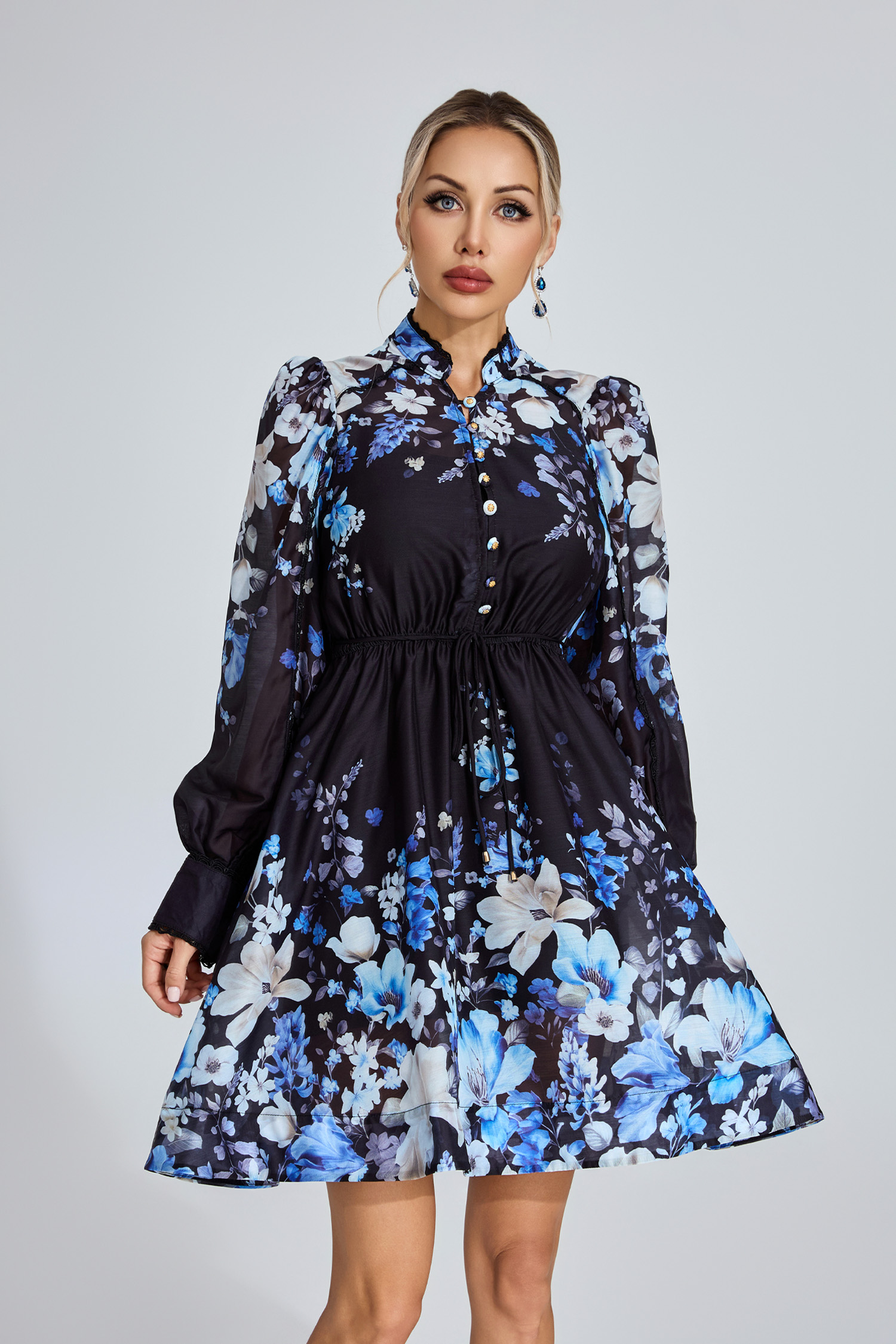 Beverly Black Floral Mini Dress