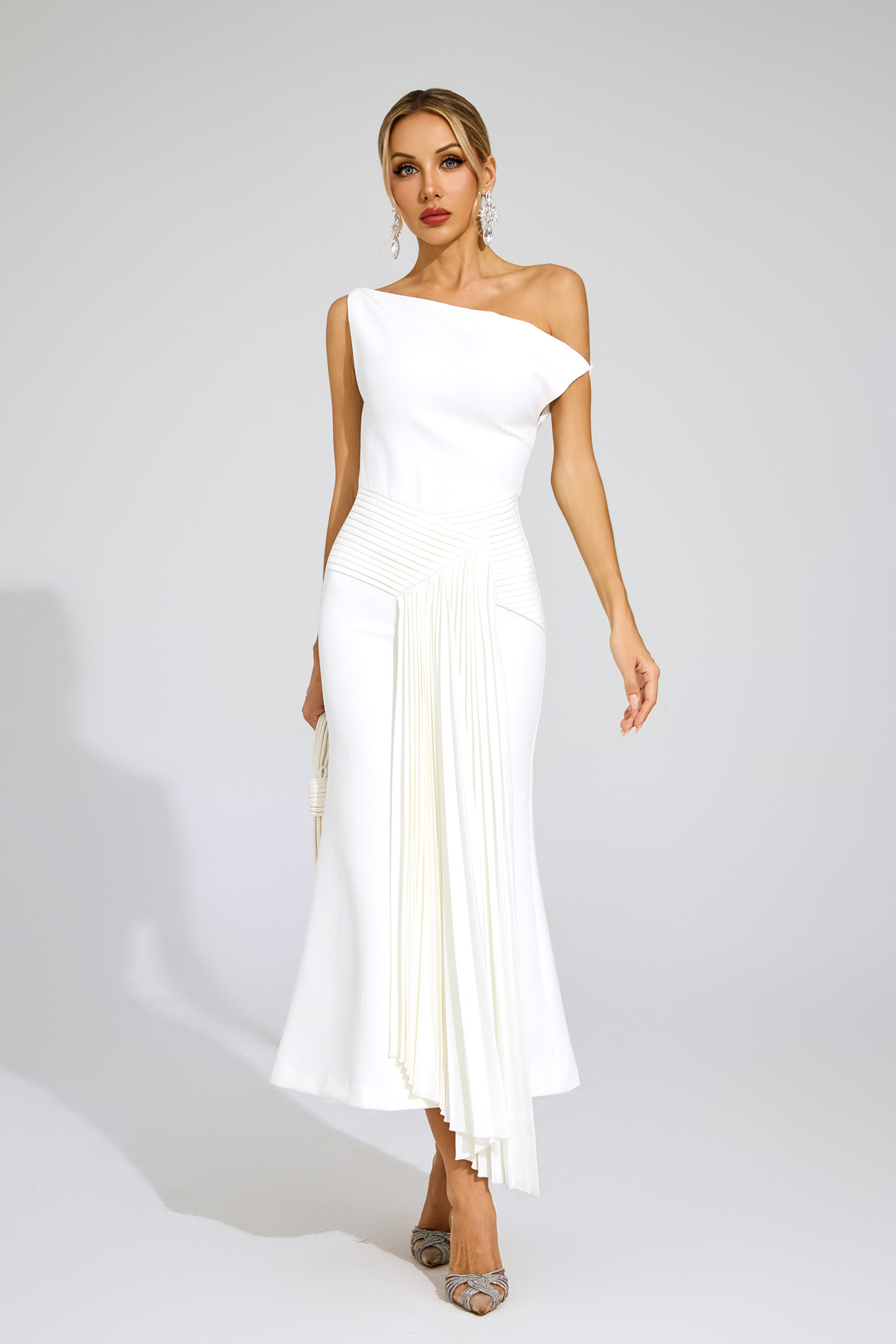 Fielding White Ruched One Shoulder Dress