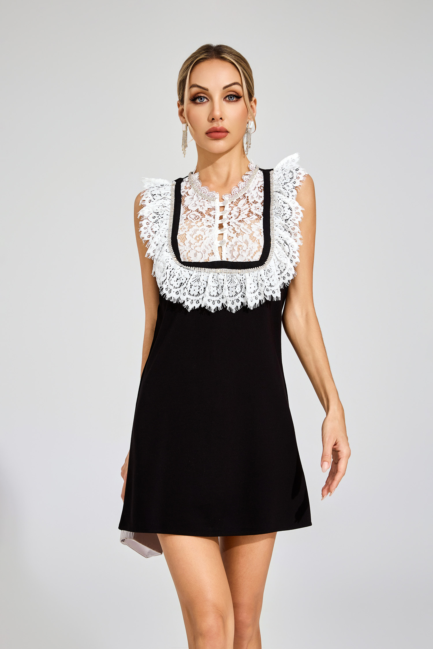 Maltz Black Lace Mini Dress