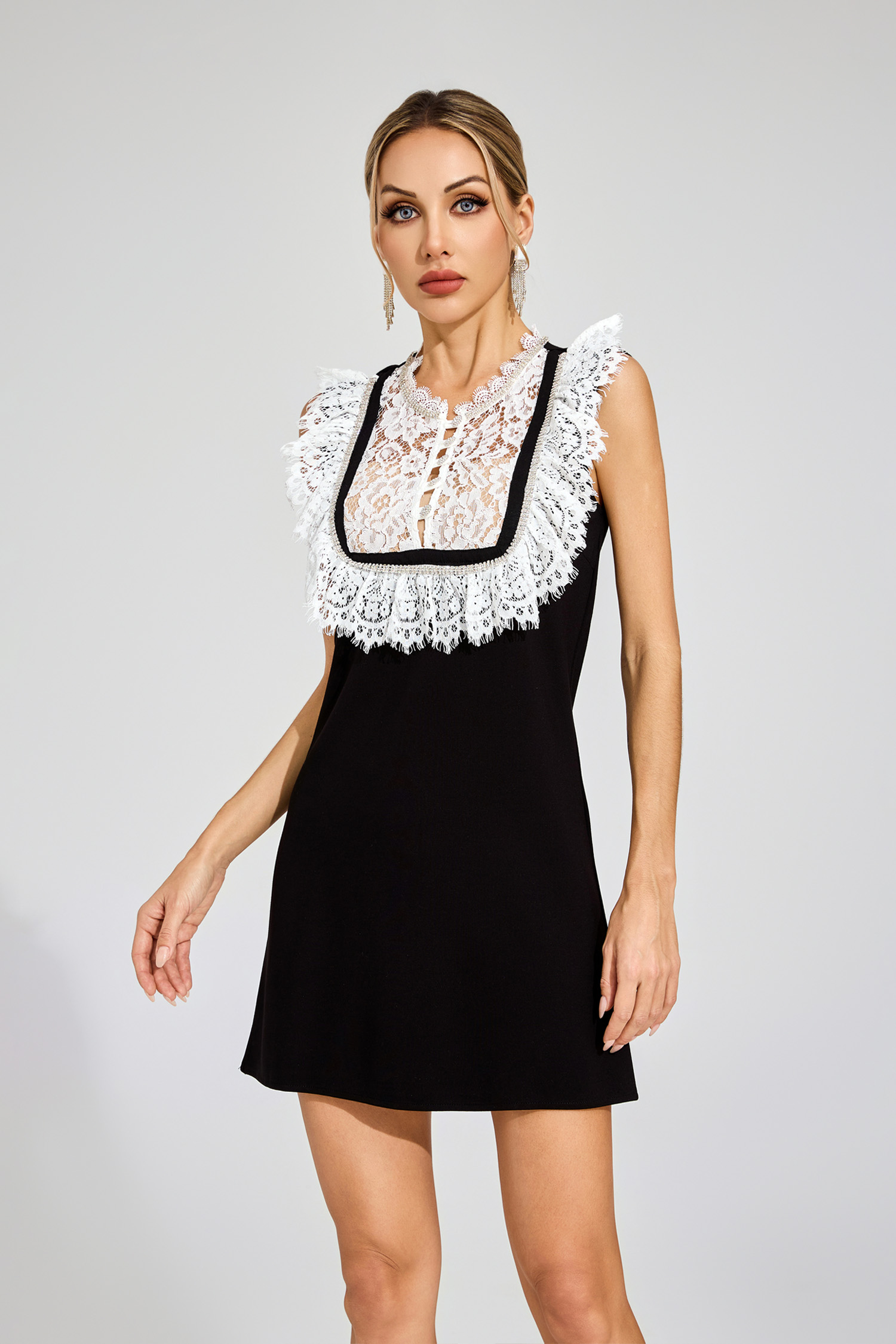 Maltz Black Lace Mini Dress
