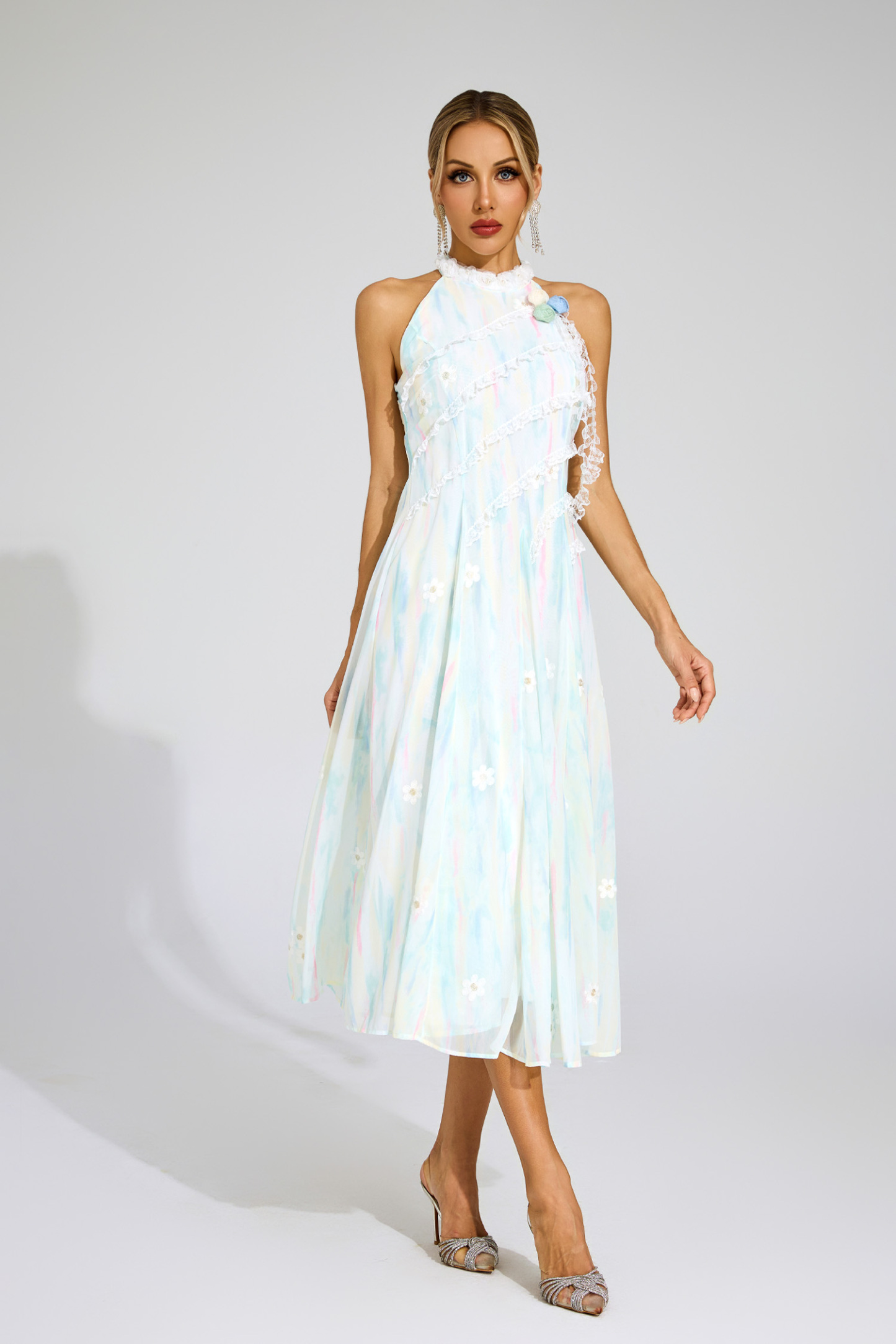 Bacon Green Halter Sleeveless Dress