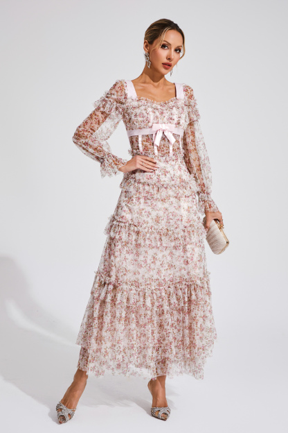 Franklin Pink Floral Long Sleeve Dress
