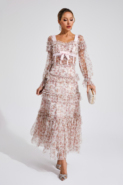 Franklin Pink Floral Long Sleeve Dress