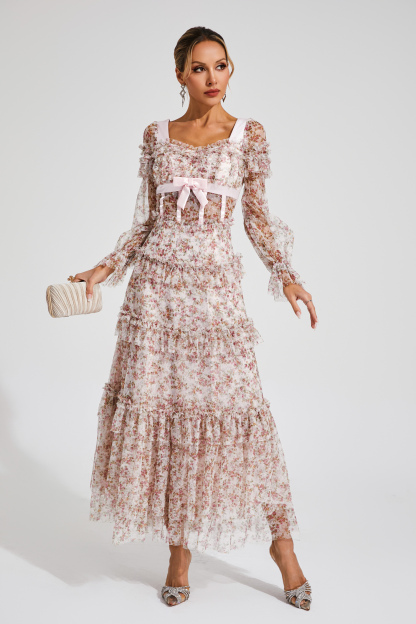 Franklin Pink Floral Long Sleeve Dress