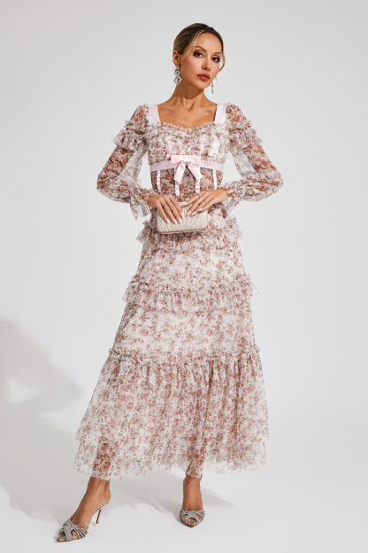 Franklin Pink Floral Long Sleeve Dress