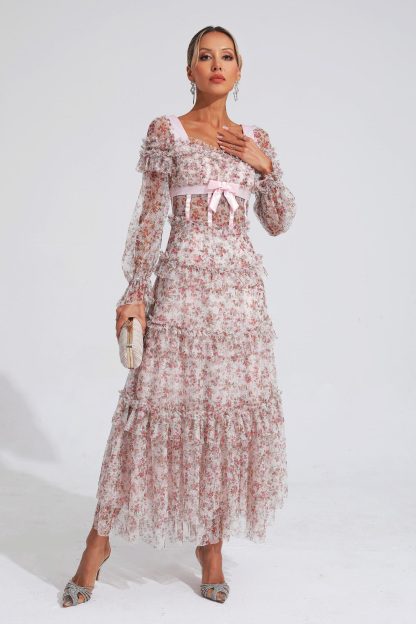 Franklin Pink Floral Long Sleeve Dress