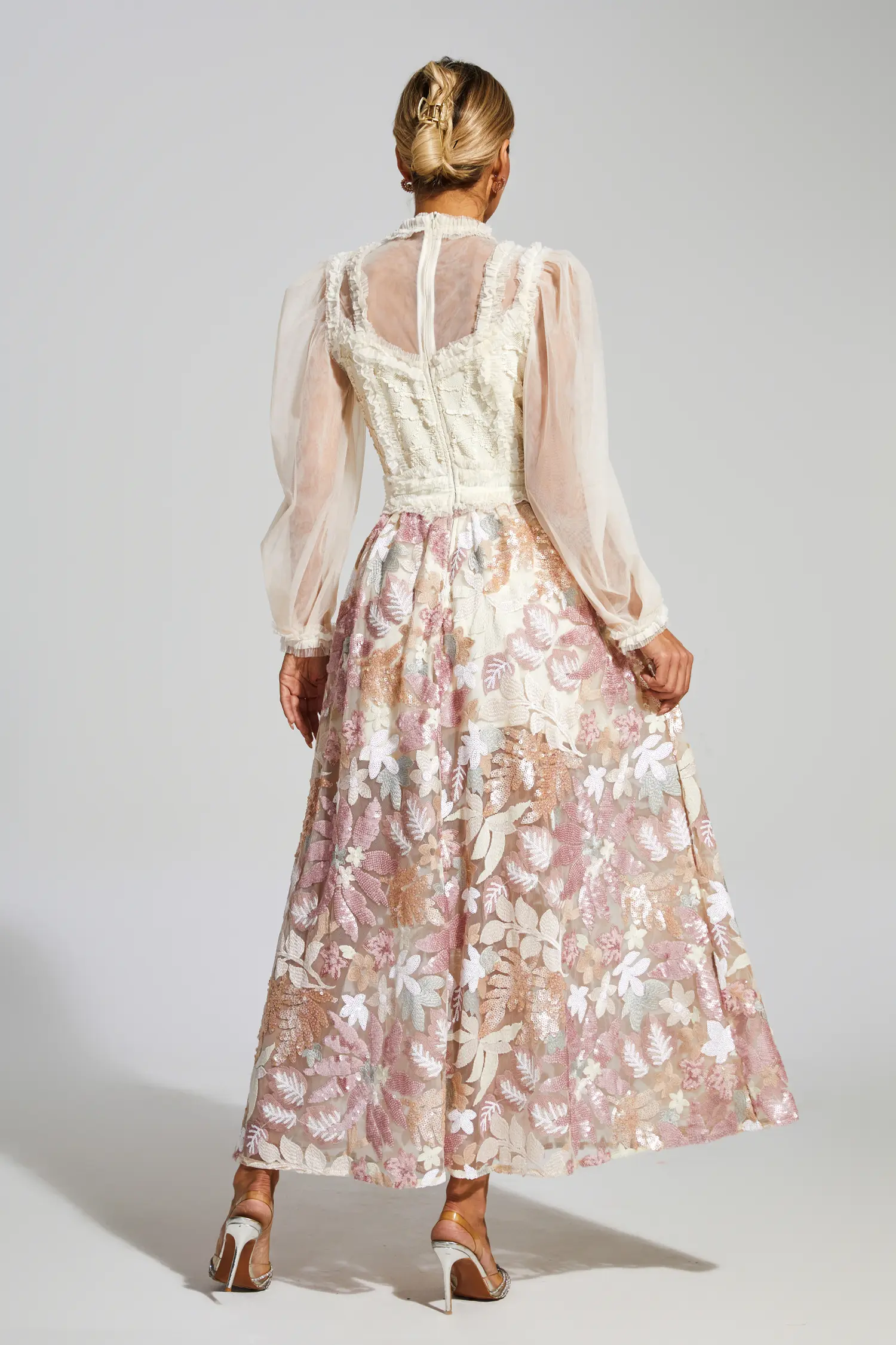 Hansen White Mesh Floral Dress