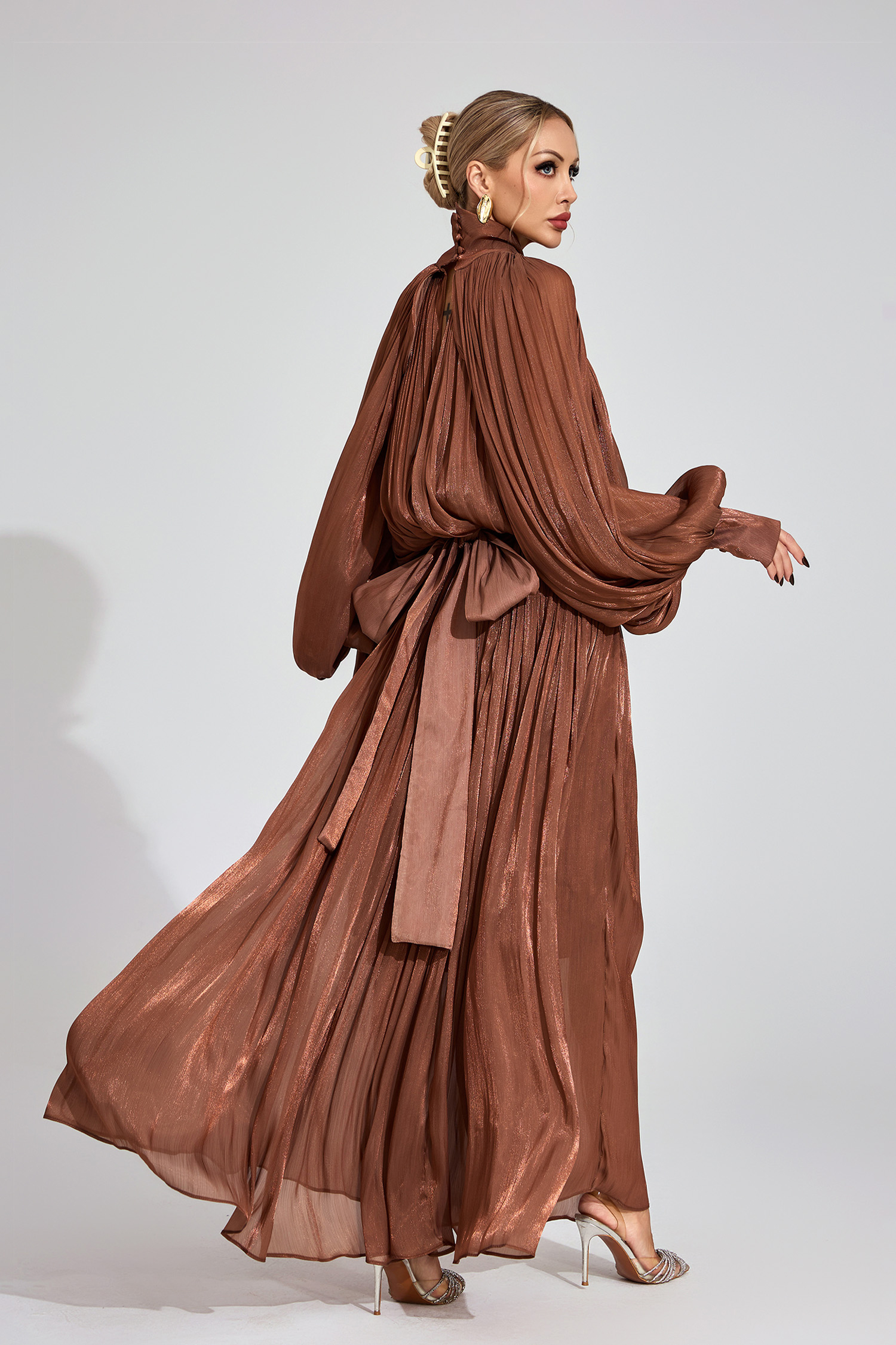 Peak Brown Batwing Maxi Dress