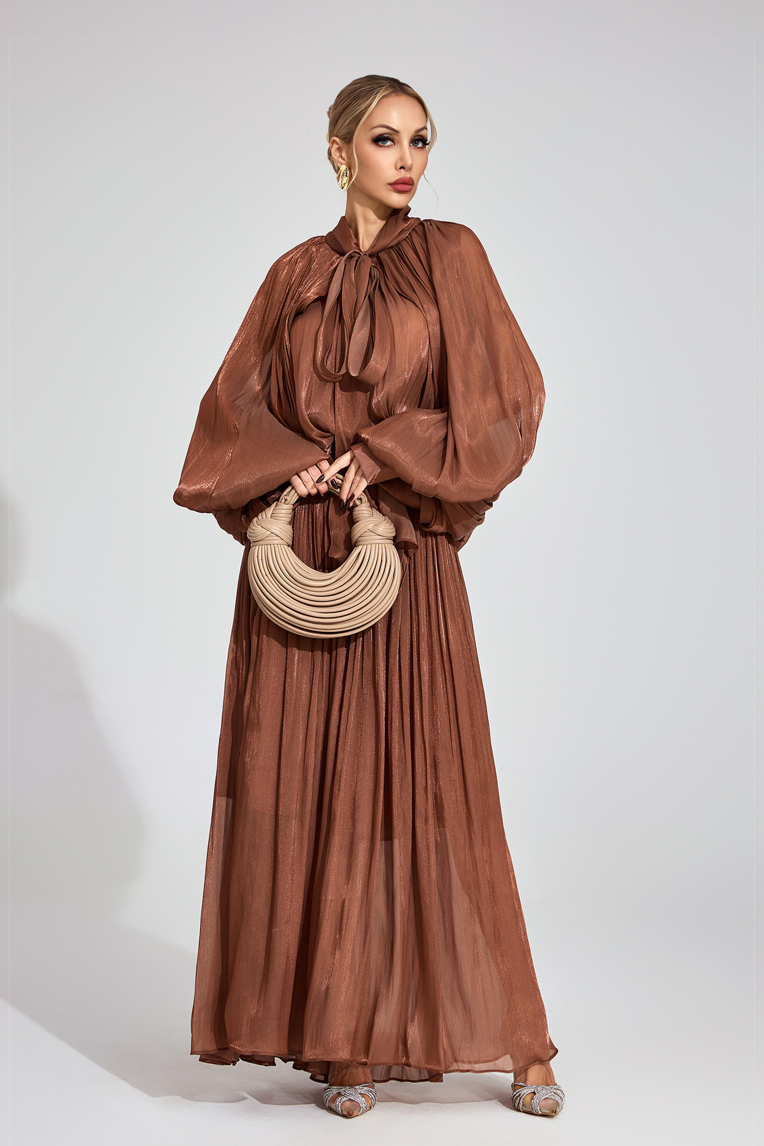 Peak Brown Batwing Maxi Dress