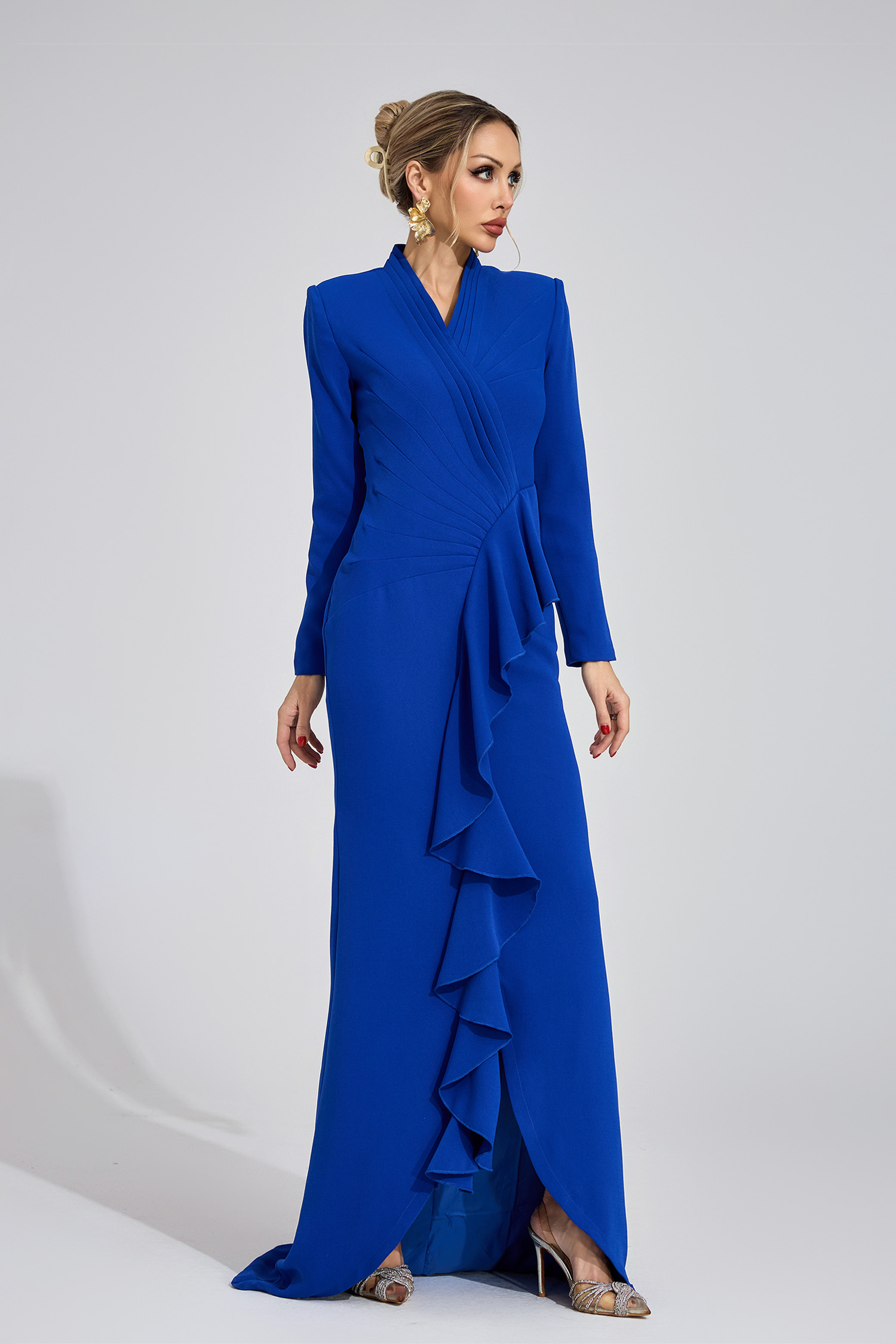 Ruby Dark Blue Train Maxi Dress