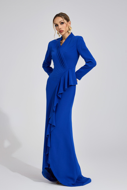 Ruby Dark Blue Train Maxi Dress