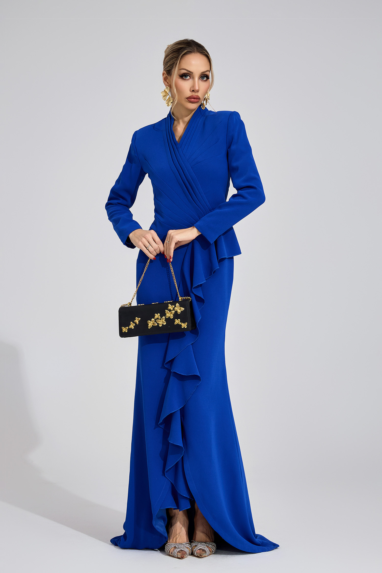 Ruby Dark Blue Train Maxi Dress