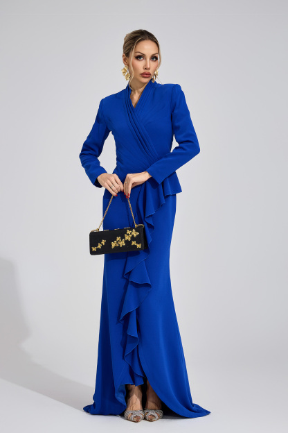 Ruby Dark Blue Train Maxi Dress