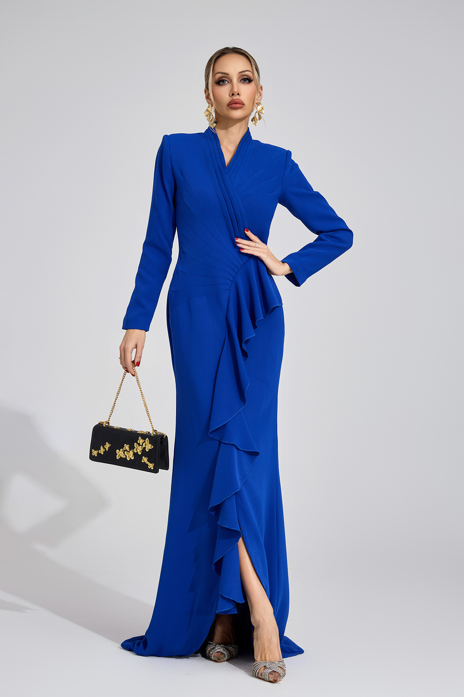 Ruby Dark Blue Train Maxi Dress