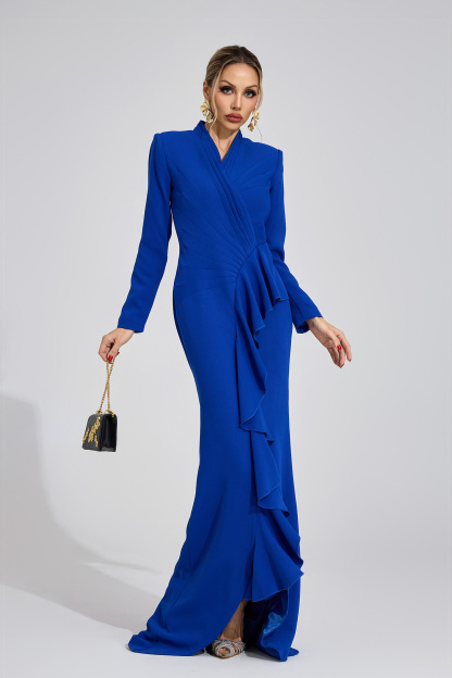 Ruby Dark Blue Train Maxi Dress