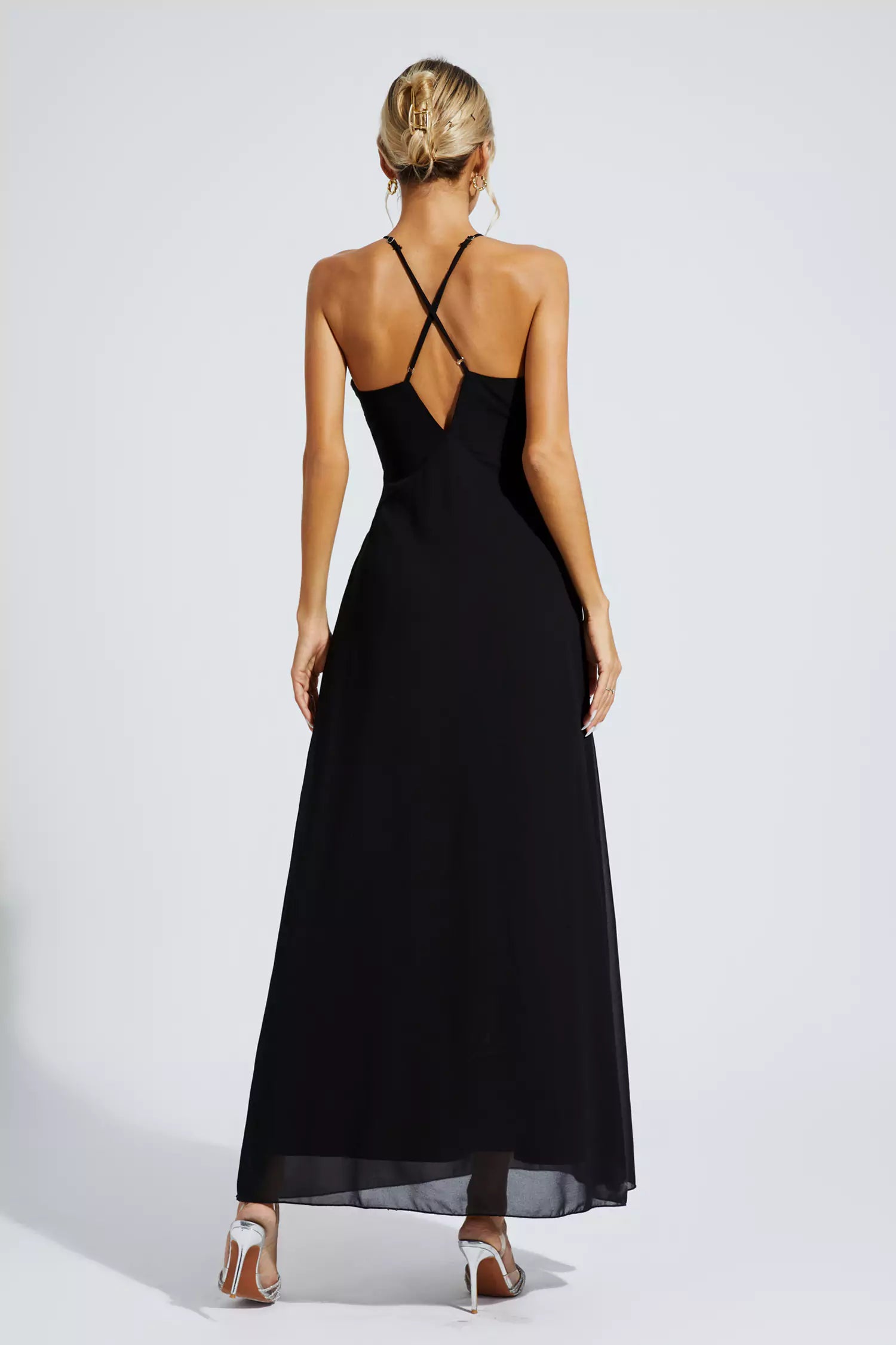 Ronald Black Floral Embellished Maxi Dress