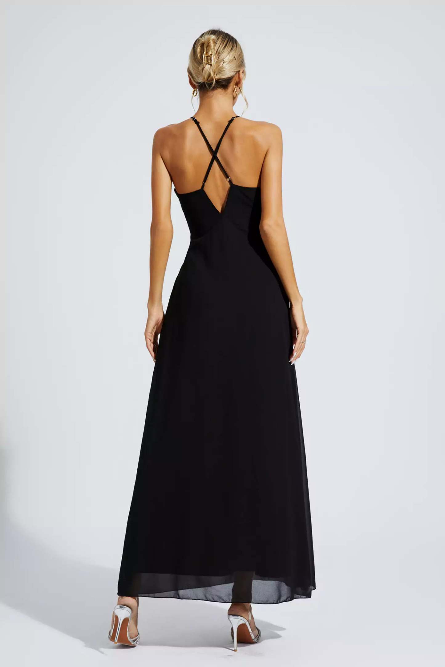 Ronald Black Floral Embellished Maxi Dress