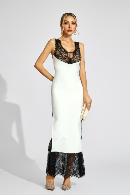 Baldwin White Lace Maxi Vest Dress