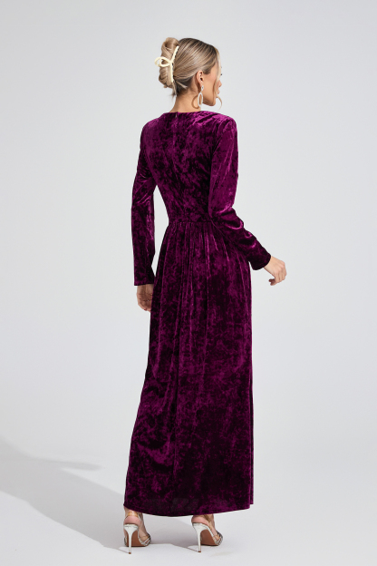 Field Purple Velvet Maxi Dress
