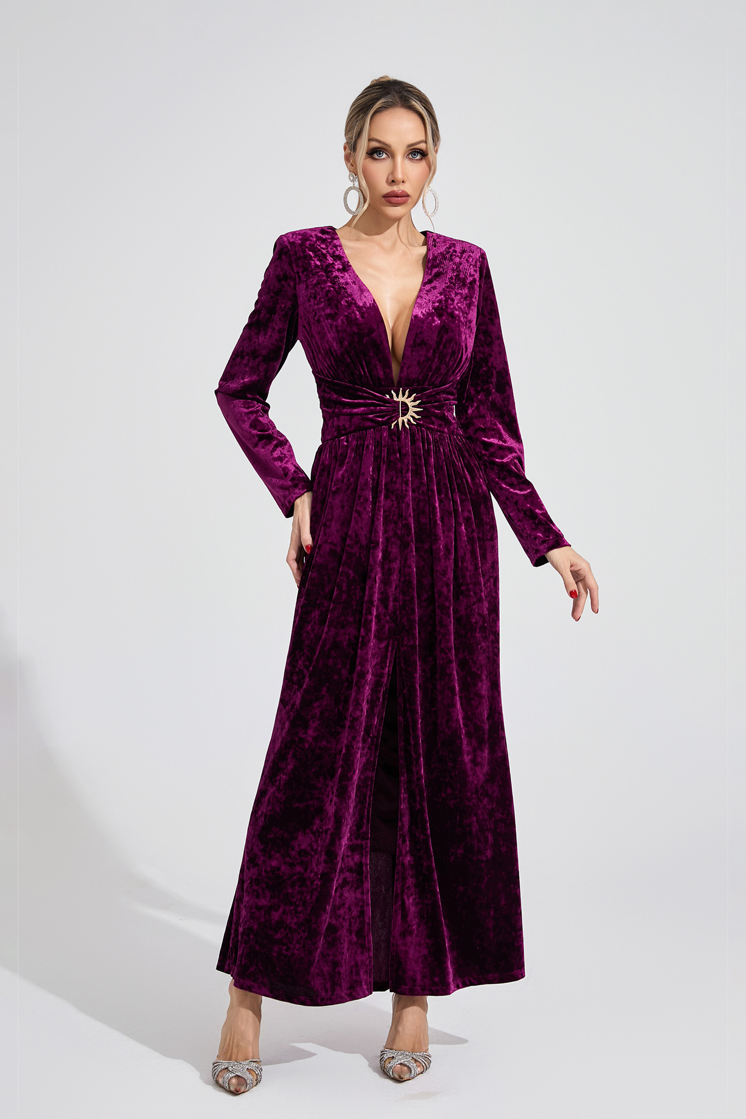 Field Purple Velvet Maxi Dress
